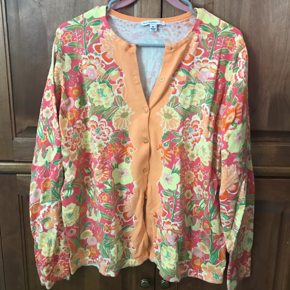 Isaac Mizrahi Live floral cardigan size XL